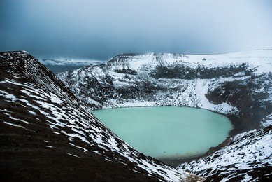 viti lake in caldera of askja volcano. iceland. september