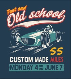 vector race car illustration print