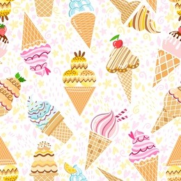 vector ice cream pattern seamless background illustration