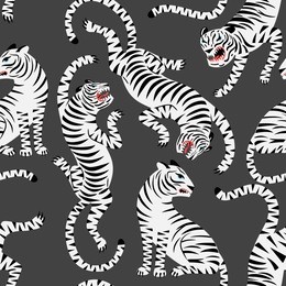 seamless pattern with white tigers