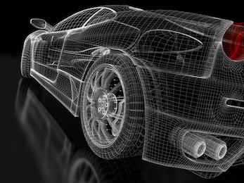 3d sport car model on a black background. 3d rendered image