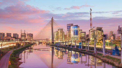 octavio frias de oliveira bridge in sao paulo brazil at twilight