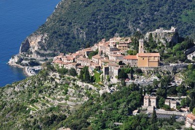 france, french riviera, eze village, renowed site, famous view of the sea, castle