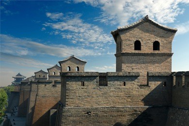 wall, fortification of the old city  of  pingyao ,shanxi ,china