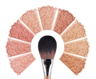 smears of foundation for face. conceptual flower from powder smears with a brush. isolated on white background