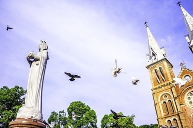 saigon notre-dame basilica in ho chi minh city, vietnam. it was constructed between 1863 and 1880.