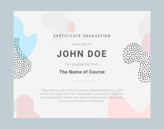 certificate template with hand drawn textures, memphis style. universal cards, pastel colors. retro design, fashion art
