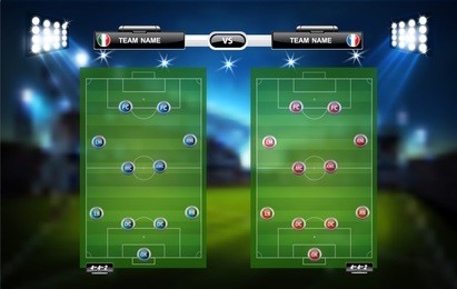 football or soccer playing field with set of infographic elements. sport game. sport cup. vector illustration.