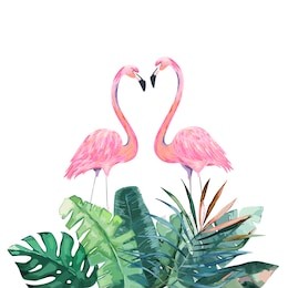 couple pink flamingos. tropical print for invitation, birthday, celebration, greeting card. vector illustration