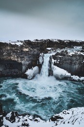 the beautiful aldeyjarfoss waterfall, north iceland