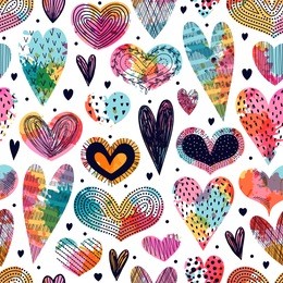 seamless pattern with hearts. freehand drawing. can be used on packaging paper, fabric, background for different images, etc.
