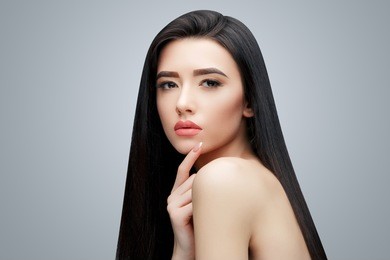 brunette asian girl with long straight hair