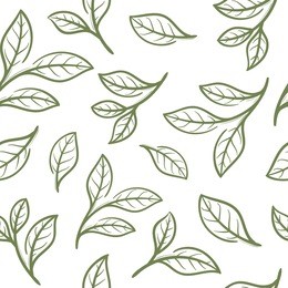 tea leaf with cup seamless pattern