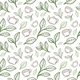 tea leaf with cup seamless pattern