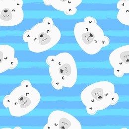 hand drawn cool polar bear vector illustration pattern seamless, background bear,  idea of textiles children's theme 