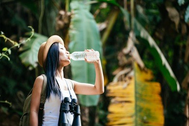 women drink water hiking.adventure, travel, tourism.,women drink water hiking.adventure, travel, tourism.