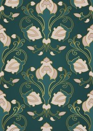 pattern with ornamental flowers. green floral ornament. template for wallpaper, textile, shawl, carpet and any surface. 
