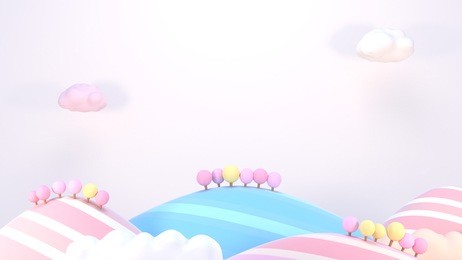 3d rendering picture of sweet cartoon mountains.