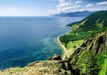 view above big beautiful lake, baikal lake, russia