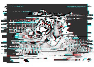  tiger  illustration  with glitch effect 