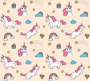 cute cartoon unicorn seamless background