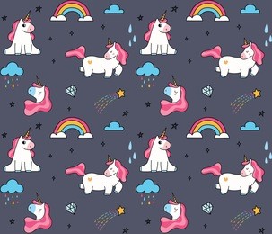 cute cartoon unicorn seamless background