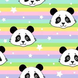 panda illustration vector, flat style design for poster, greeting card, print, tshirt, sticker. panda design. seamless pattern for kids with panda