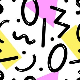 seamless vector abstract pattern in memphis style on a white background.