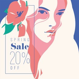 spring sale banner, sale poster, sale flyer. 20 off, vector illustration.