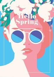 hello spring romantic poster.
