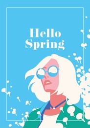 hello spring romantic poster.