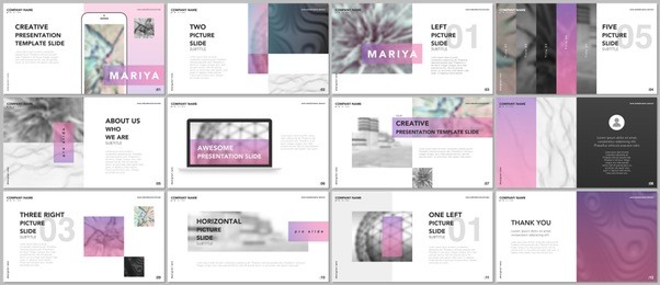 minimal presentations, portfolio templates. blue elements on a white background. brochure cover vector design. presentation slides for flyer, leaflet, brochure, report, marketing, advertising, banner