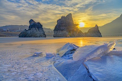winter landscape dodam sambong in danyang, south korea