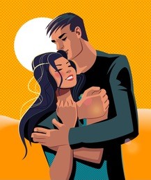 embraces of a loving couple. vector illustration