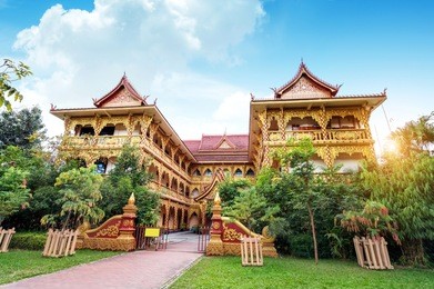 beautiful buildings in ancient temples in xishuangbanna, yunnan, china.