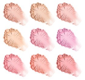 face powder. smears of foundation for face. cosmetic smear. make up crushed powder. isolated on white background