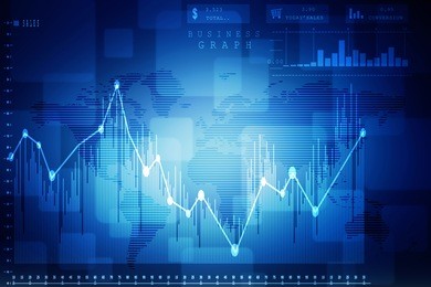
2d rendering stock market online business concept. business graph 