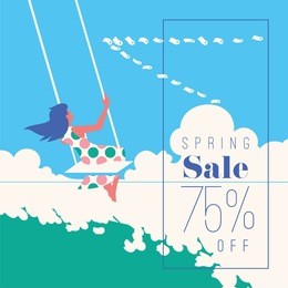 spring sale banner, sale poster, sale flyer. 75 off, vector illustration.