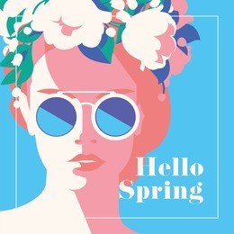 hello spring romantic banner or flyer.