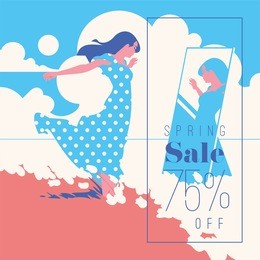 spring sale banner, sale poster, sale flyer. 75 off, vector illustration.