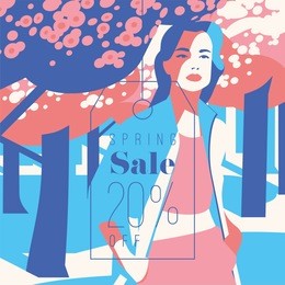 spring sale banner, sale poster, sale flyer. 20 off, vector illustration.