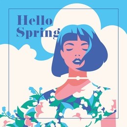 hello spring romantic banner or flyer.