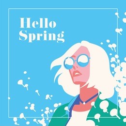 hello spring romantic banner or flyer.