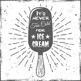 ice cream on stick with rays quote vector illustration on textured background