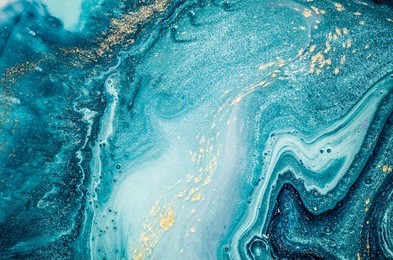 abstract ocean- art. natural luxury. style incorporates the swirls of marble or the ripples of agate. very beautiful blue paint with the addition of gold powder