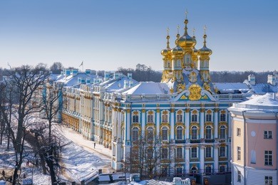 the catherine palace, tsarskoye selo, pushkin, saint-petersburg, russia