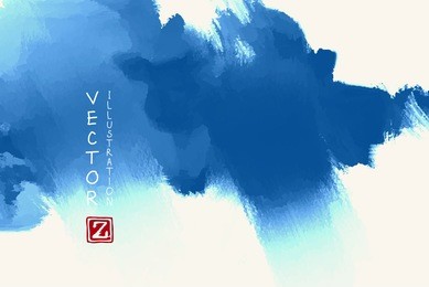 abstract ink background. japanese style. blue, sky, white ink in water. vector illustration.