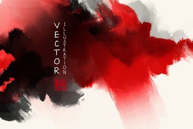 black red ink brush stroke on white background. japanese style. vector illustration of grunge wave stains.vector brushes illustration.