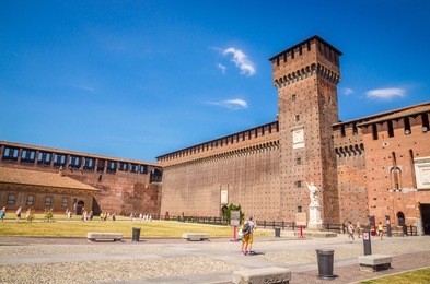 the sforza castle - castello sforzesco in milan, italy