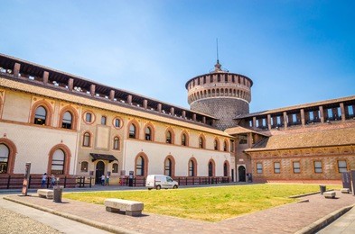 the sforza castle - castello sforzesco in milan, italy